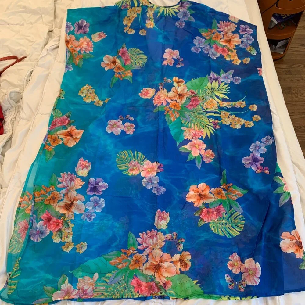 Johnny Was Water Tropic Kaftan & Tie Dye Twist Keyhole One Piece NWT - Picture 10 of 11